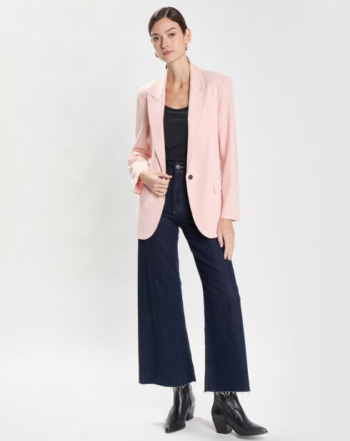 Giacca monopetto in twill rosa chiaro