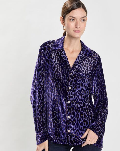 Chemise en Velours Print violet foncé