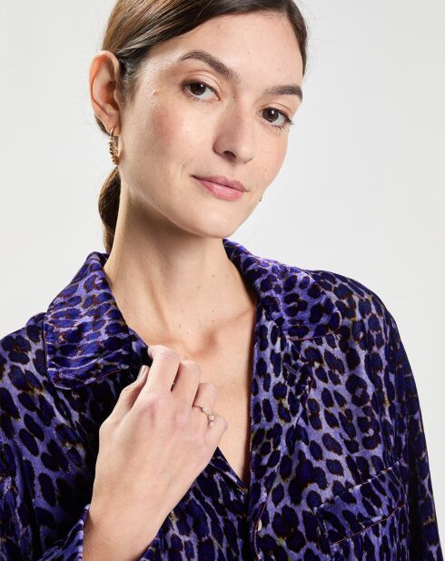 Chemise en Velours Print violet foncé
