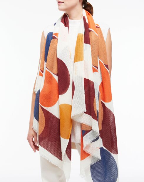 Foulard 100% Laine Ondulation rouge bordeaux - 100x190 cm