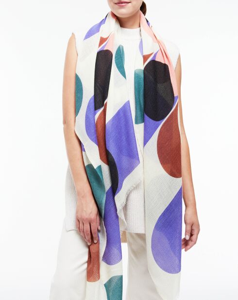 Foulard 100% Laine Ondulation violet - 100x190 cm