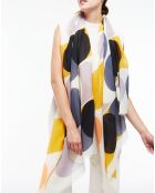 Sciarpa 100% lana ondulata gialla/viola - 100x190 cm