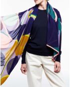 Schal Wave aus 100% Wolle lila/marineblau - 100x190 cm