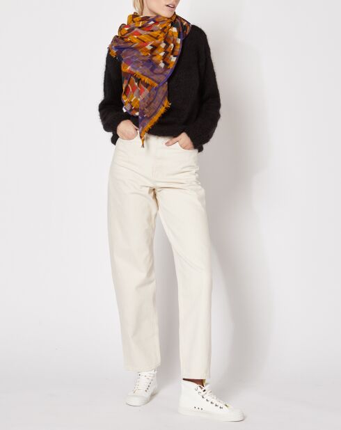 Foulard 100% Laine Octave jaune moutarde - 100x190 cm