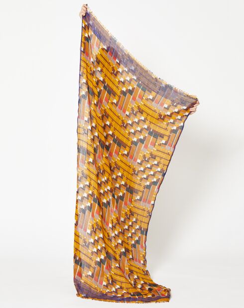 Foulard 100% Laine Octave jaune moutarde - 100x190 cm