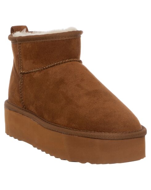 Boots fourrées Hortense camel - Talon 4 cm