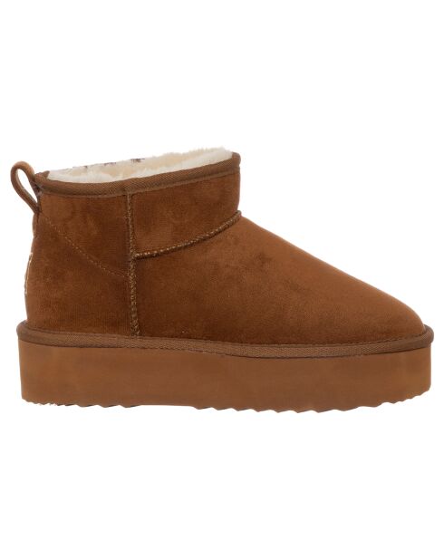Boots fourrées Hortense camel - Talon 4 cm