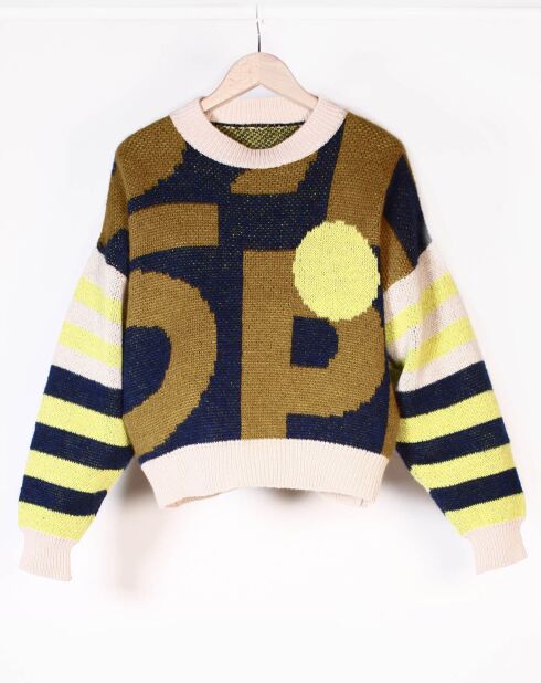 Icone khakigrüner Pullover aus Wollmischung