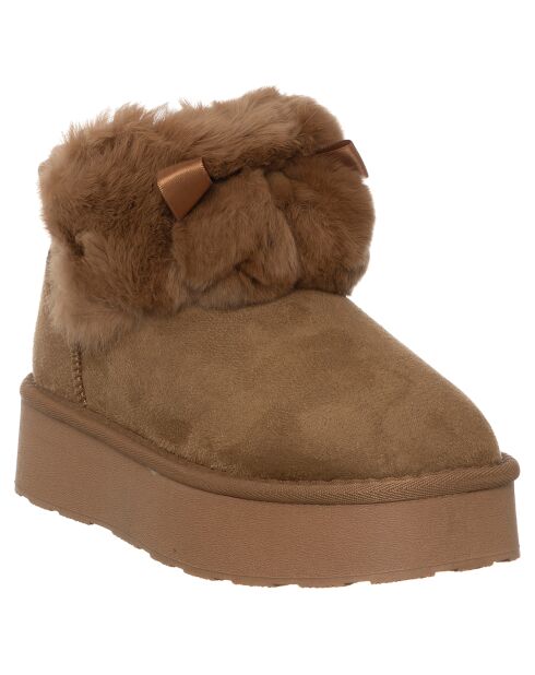 Boots fourrées Chiara camel - Talon 4 cm