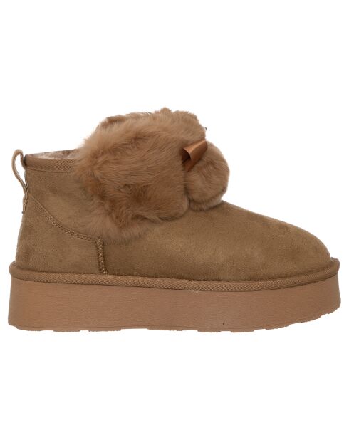 Boots fourrées Chiara camel - Talon 4 cm
