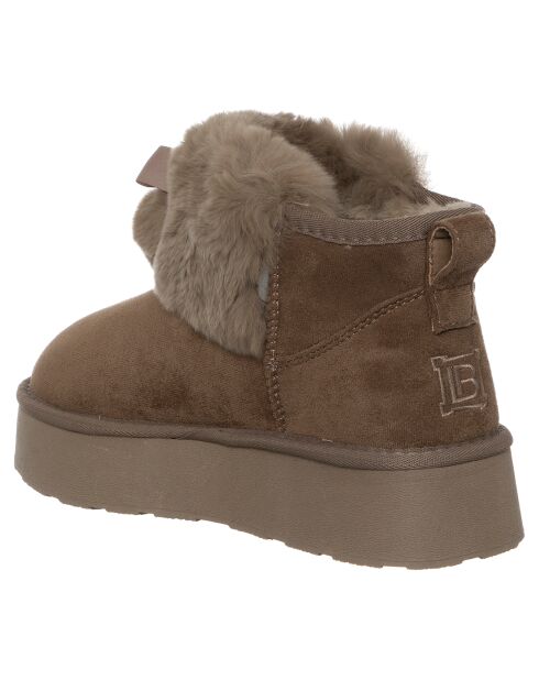 Boots fourrées Chiara marron/beige - Talon 4 cm