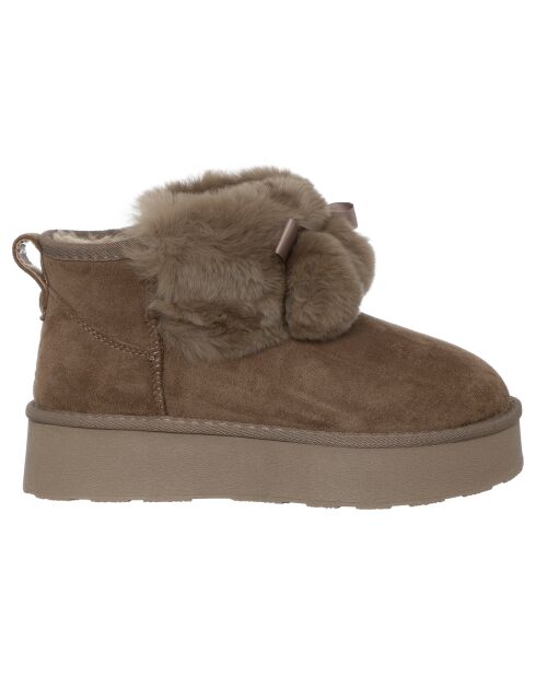 Boots fourrées Chiara marron/beige - Talon 4 cm
