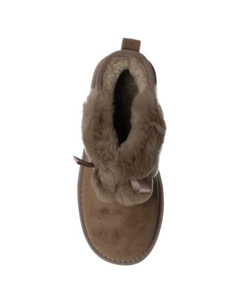 Boots fourrées Chiara marron/beige - Talon 4 cm