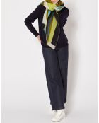 Foulard 100% Laine New Wave vert kaki - 100x190 cm