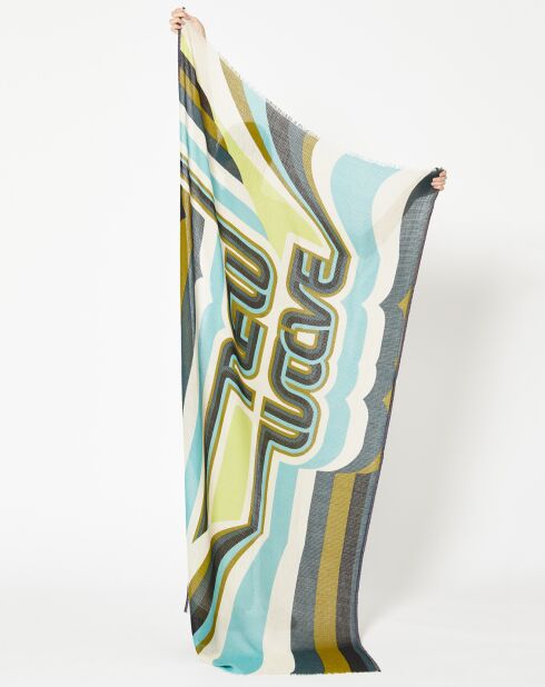Foulard 100% Laine New Wave vert kaki - 100x190 cm