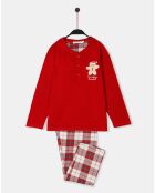 Pyjama haut à manches longues & pantalon rouge