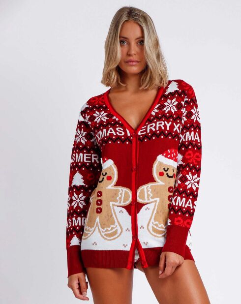 Cardigan Noël rouge