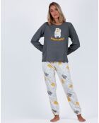 Pyjama haut à manches longues & pantalon gris