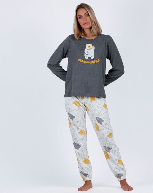 Pyjama haut à manches longues & pantalon gris