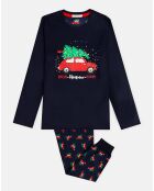 Pyjama haut à manches longues & pantalon bleu marine