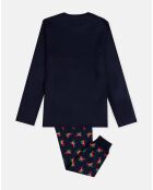 Pyjama haut à manches longues & pantalon bleu marine