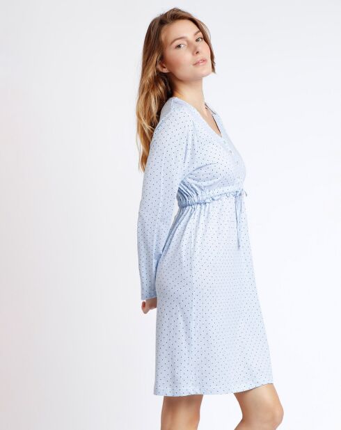 Robe de nuit Stripes & Dots bleu ciel