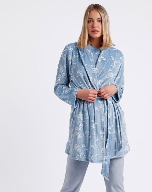 Peignoir Garden bleu/blanc