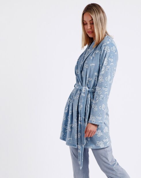 Peignoir Garden bleu/blanc