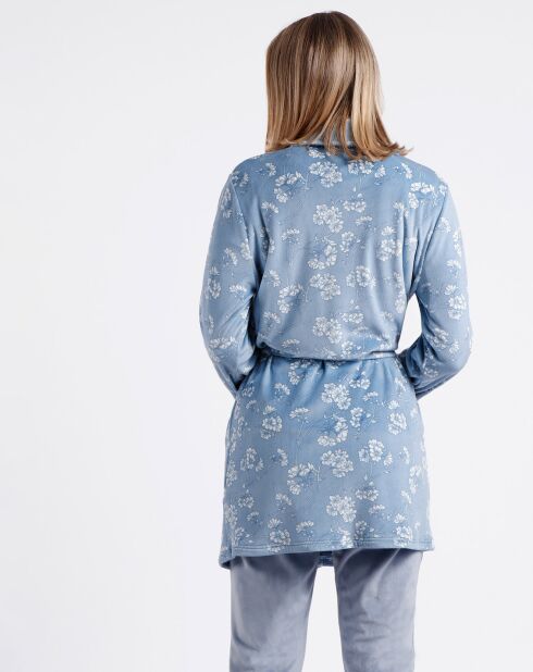 Peignoir Garden bleu/blanc