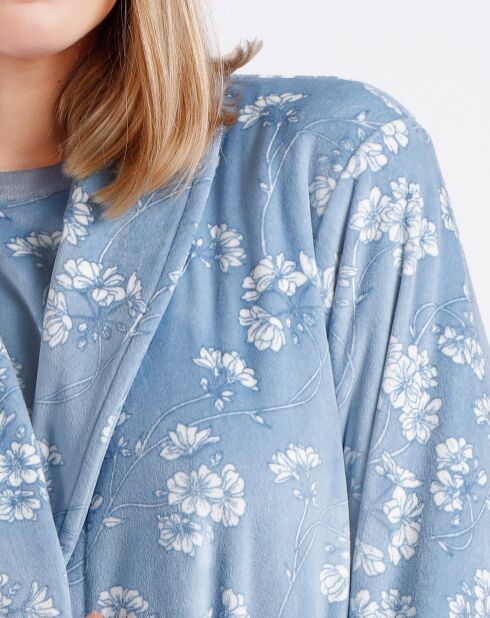 Peignoir Garden bleu/blanc