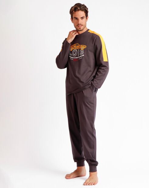 Pyjama haut à manches longues & pantalon marron