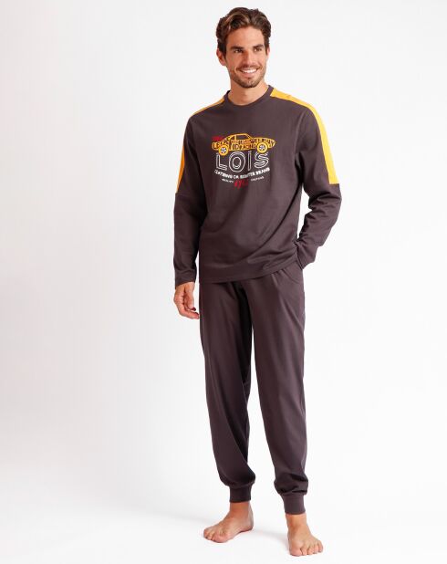 Pyjama haut à manches longues & pantalon marron