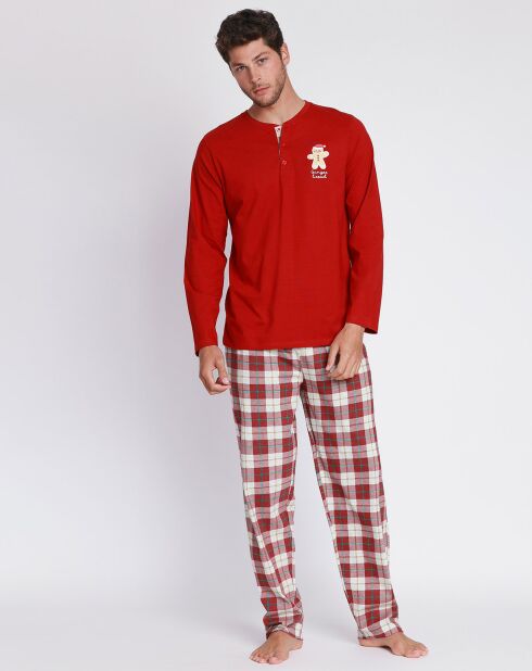 Pyjama haut à manches longues & pantalon rouge