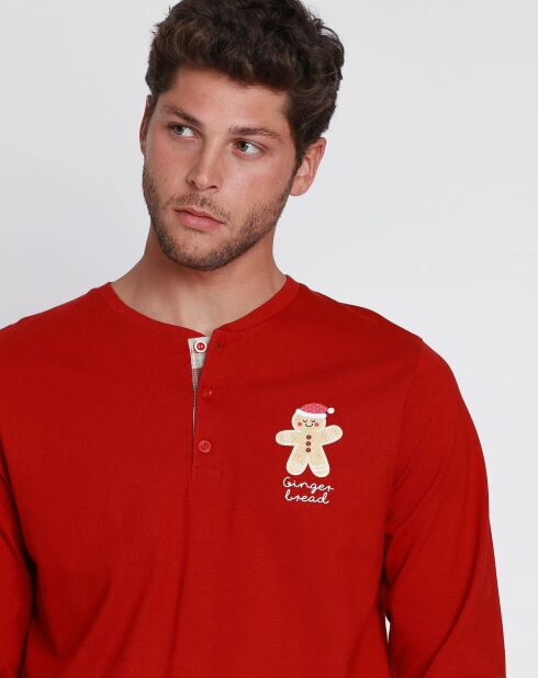 Pyjama haut à manches longues & pantalon rouge