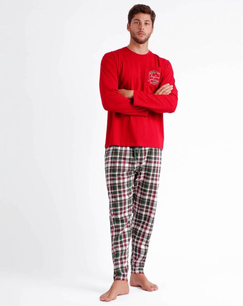 Pyjama haut à manches longues & pantalon rouge