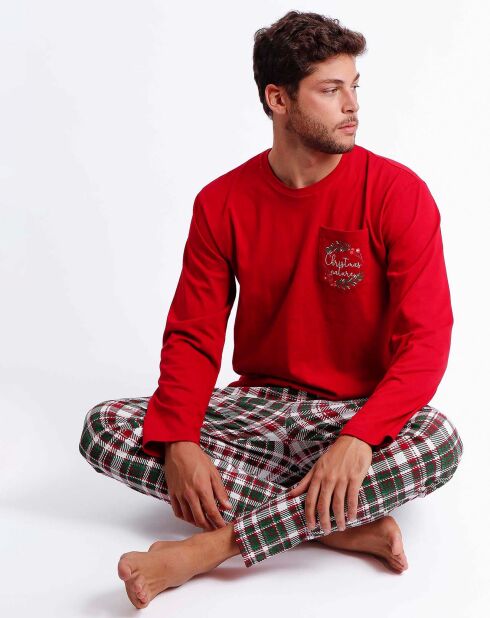 Pyjama haut à manches longues & pantalon rouge