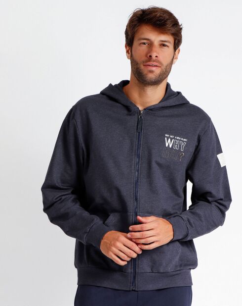 Sweat zippé Planet bleu marine