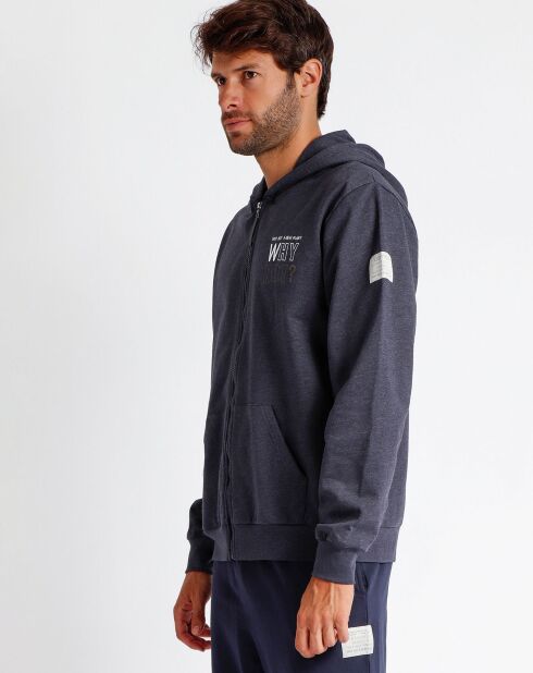 Sweat zippé Planet bleu marine