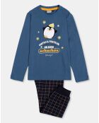 Pyjama haut à manches longues & pantalon bleu/bleu marine