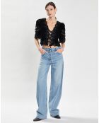 Top en Velours Eliana Embroidery S/Slv noir