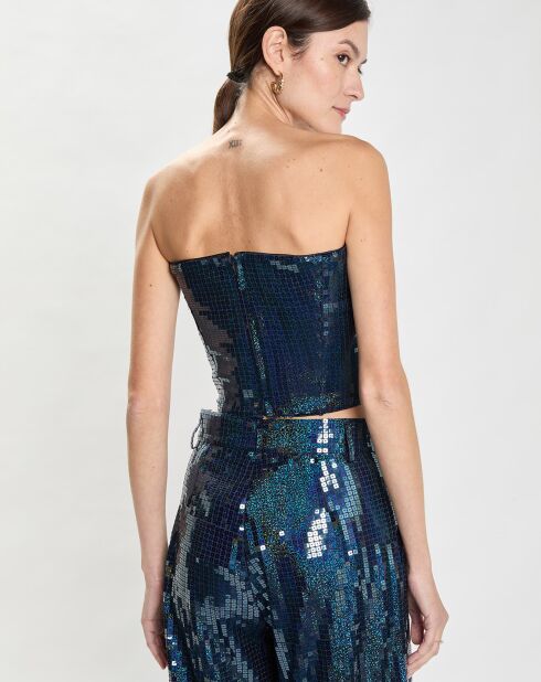 Bustier Sequins Mia bleu marine