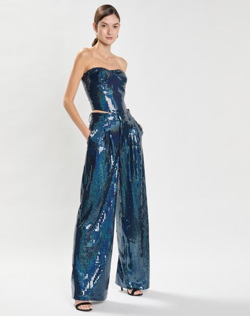 Bustier Sequins Mia bleu marine