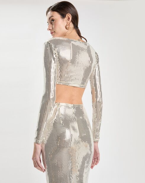 Top Strass Sirena argenté