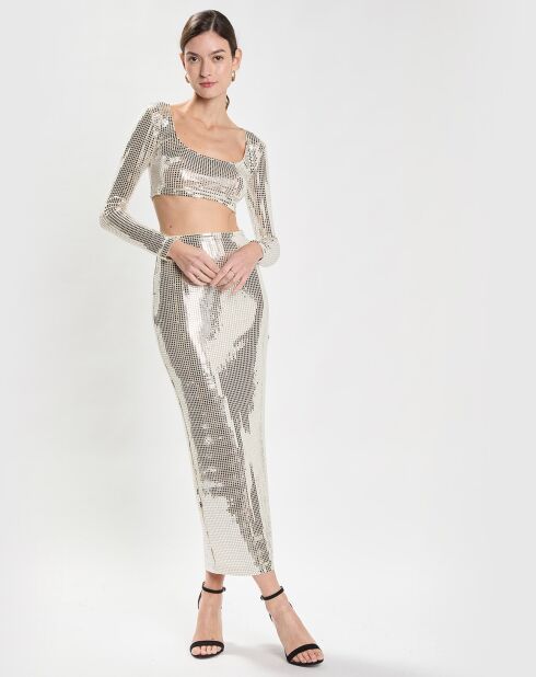 Top Strass Sirena argenté