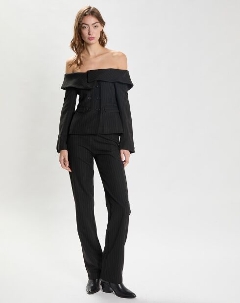 Pantalon Mid Waist Straight Leg noir