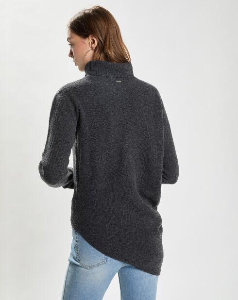Pull 100% Laine Draped Knit gris foncé