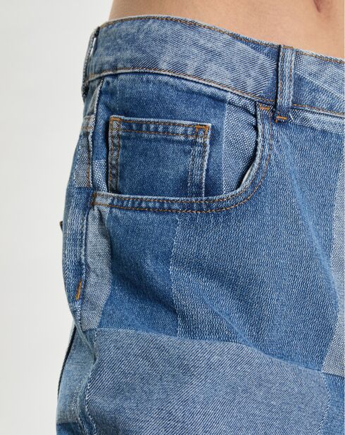 Jean Flare Patchwork Denim bleu