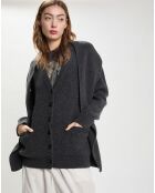 Cardigan 100% Laine Layered gris foncé