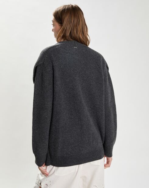 Cardigan 100% Laine Layered gris foncé