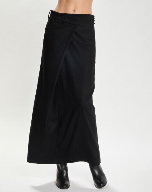 Jupe en Laine mélangée Wrap noire